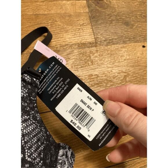 Maidenform 34D NWT snake skin print push-up bra grey black - Picture 4 of 6